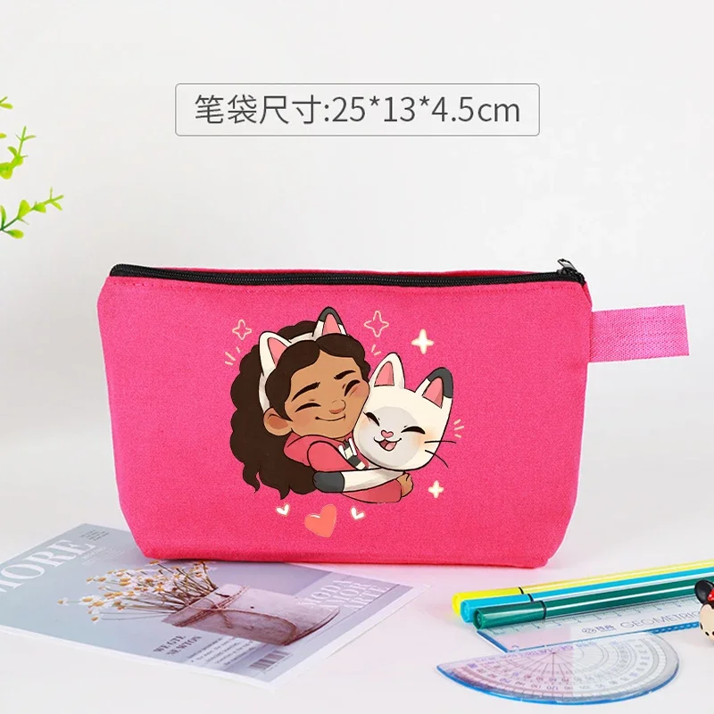 Gabby Dollhouse Cosmetic Bag Anime Cartoon Printed Coin Purse Girls Kawaii Student Stationery Storage Bags Kids Birthday Gifts