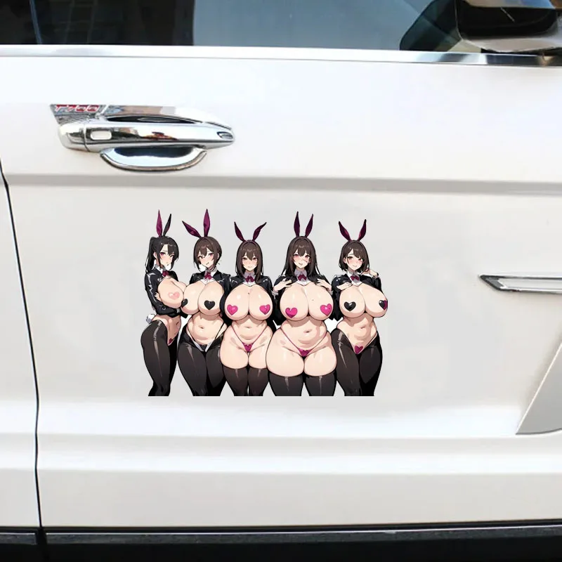 Multiple Bunny Girls Waifu Car Stickers Hentai Breasts Against Thicc Decals Sunscreen Vinyl Accessories PVC Wholesale view 3