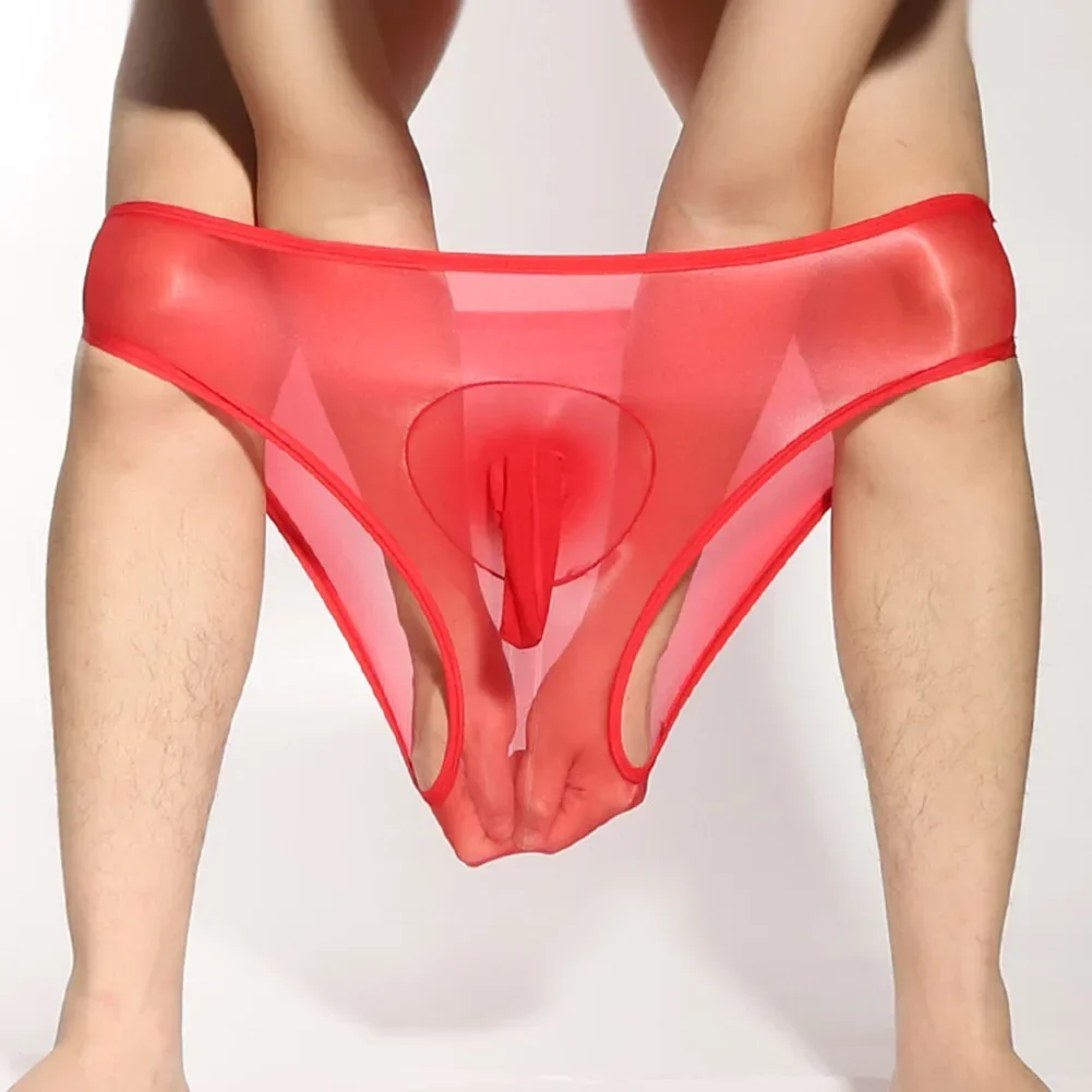 Novo masculino unissex sexy óleo brilhante sem costura transparente estiramento meia-calça calcinha shorts roupa interior respirável cuecas masculinas