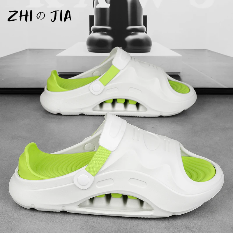 Popular Sports Shock Absorbent Trendy Slippers Men's Fashion Thick Bottom Sandals Summer Outdoor Beach Shoes Home Slippers