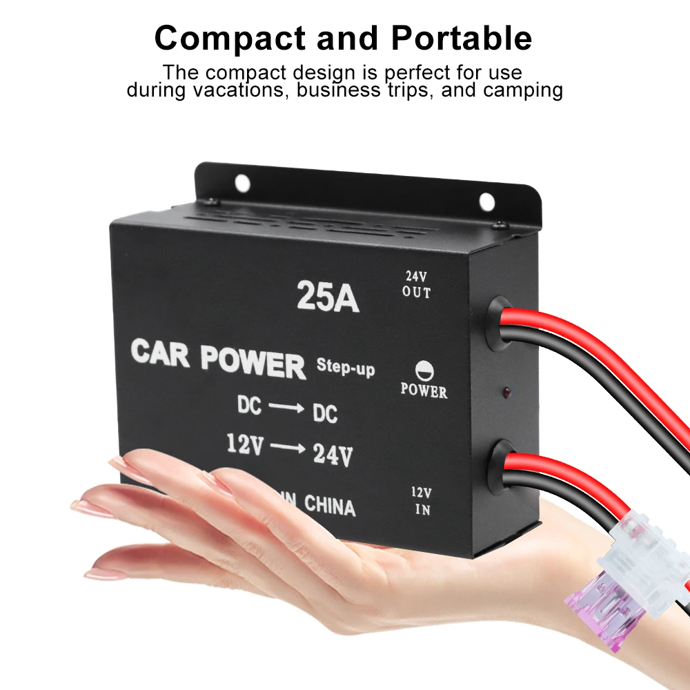 Power Converter DC 12V to 24V Auto Accessories Car Transformer Adapter High Power 25A Power Step-up Voltage Booster - view 3