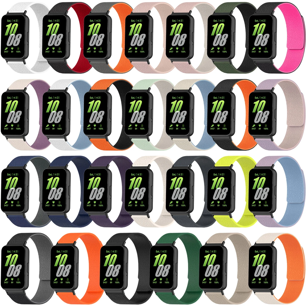 Lychee Pattern Silicone Strap for Samsung Galaxy Fit 3 Magnetic Sports Band for Samsung Galaxy Fit 3 Smart Bracelet Wristband