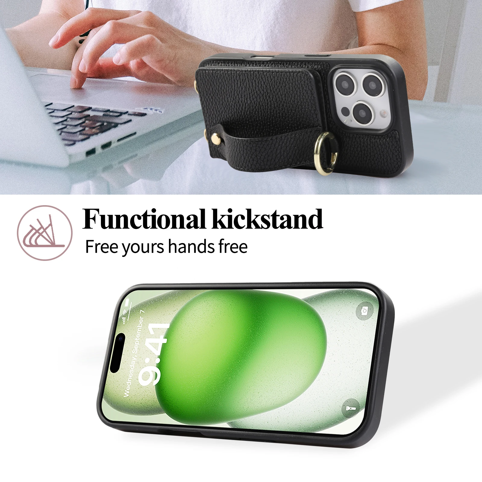 Чехол с слотом для карт для iPhone 16 15 14 Pro Max Plus 16E 13 12 11 Чехлы для карт Сумка на запястье Кожаный чехол с плечевым ремнем