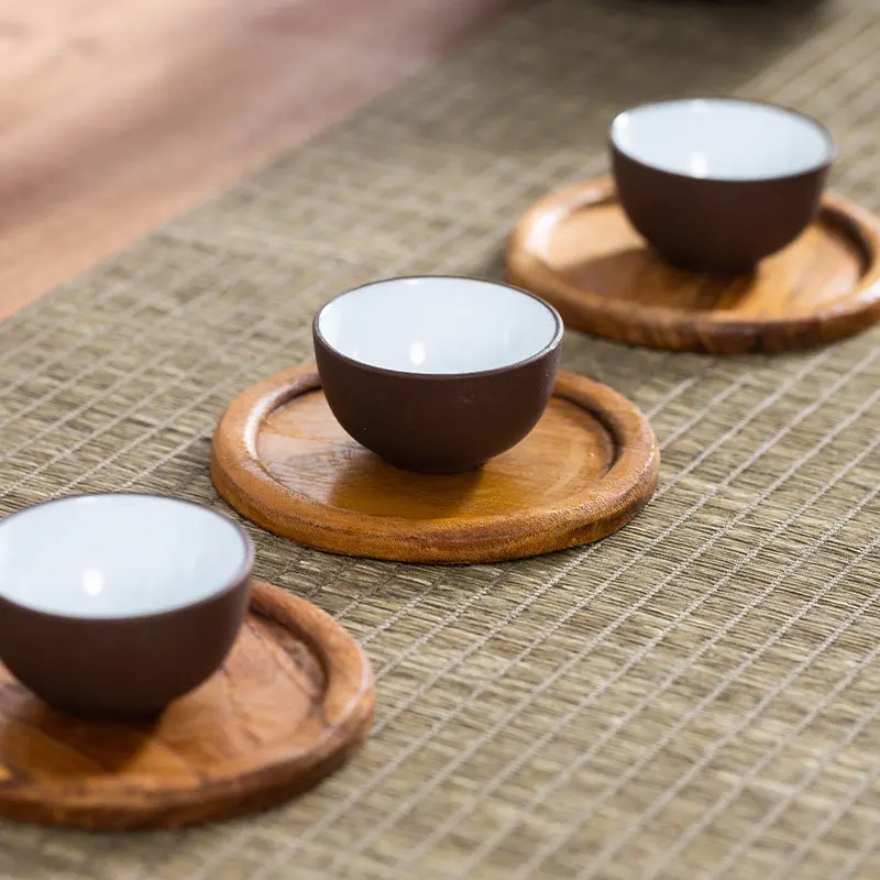 

Thai Wooden Coaster Set Round Tea Cup Bowl Mat Storage Tea Set Tea Ceremony Accessories Heat Insulation Mat Tea Tray