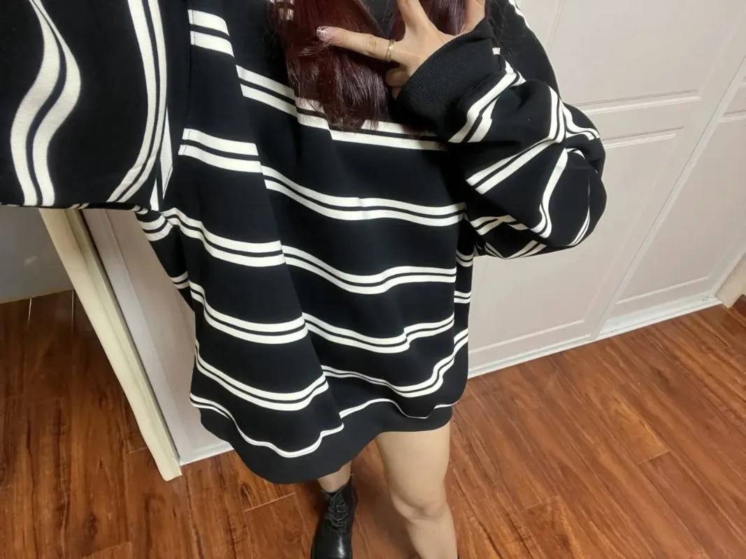 Maglione dolcevita stile donna a righe autunno e inverno Ulzzang moda donna studenti Harajuku Pullover da donna morbido Chic