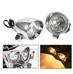 Chrome Motorcycle  Front Headlight Fog Light Lamp Forretro Motorcycle Modification 1SET