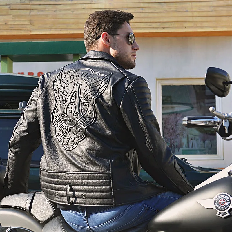 

2024 New Spring Autumn Male The Old First Layer Of Pure Cowhide Leather Jacket Fashion Motorcycle Slim Leather Jackets For Men