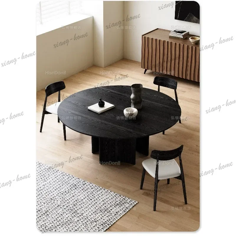French retro solid wood dining table antique round table eating table