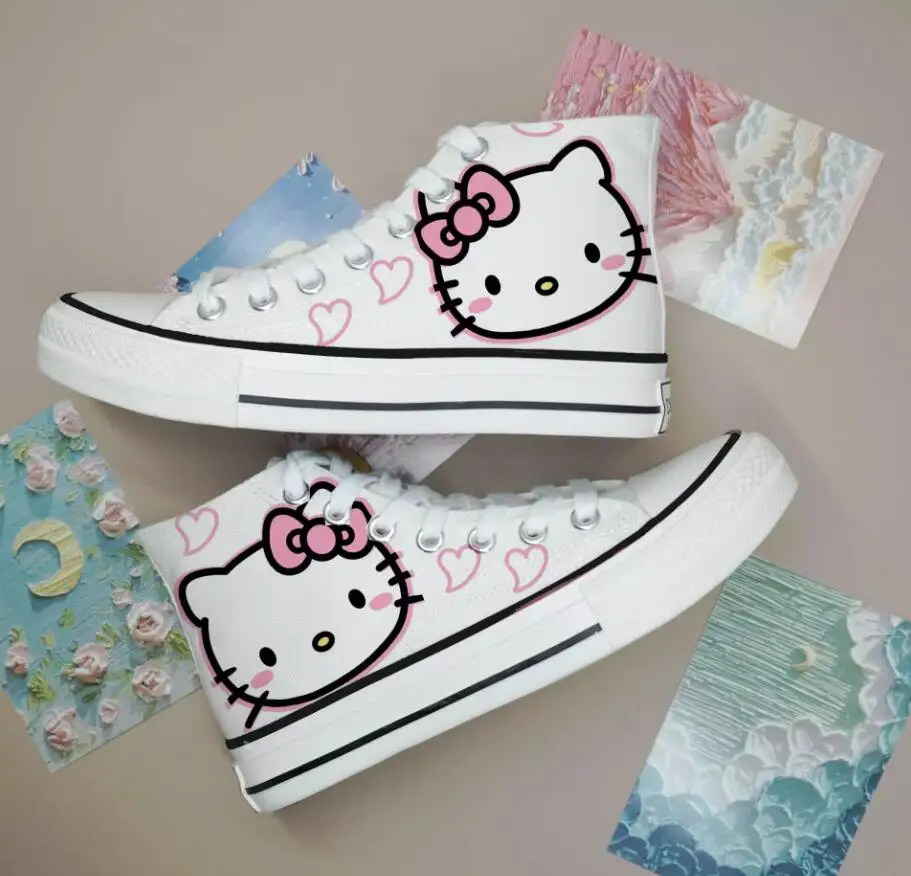 hello kitty Children Canvas Shoes Girls Running Sneakers Spring Fashion Teenager Kids Shoes For Boy Casual Shoes