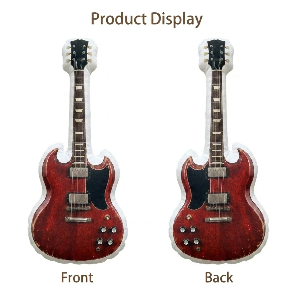 Guitar Electric Rock Music Instrument Musician Band Vintage Plush Pillow Cushion Stuffed Throw Pillow Home Decor Gift Sofa
