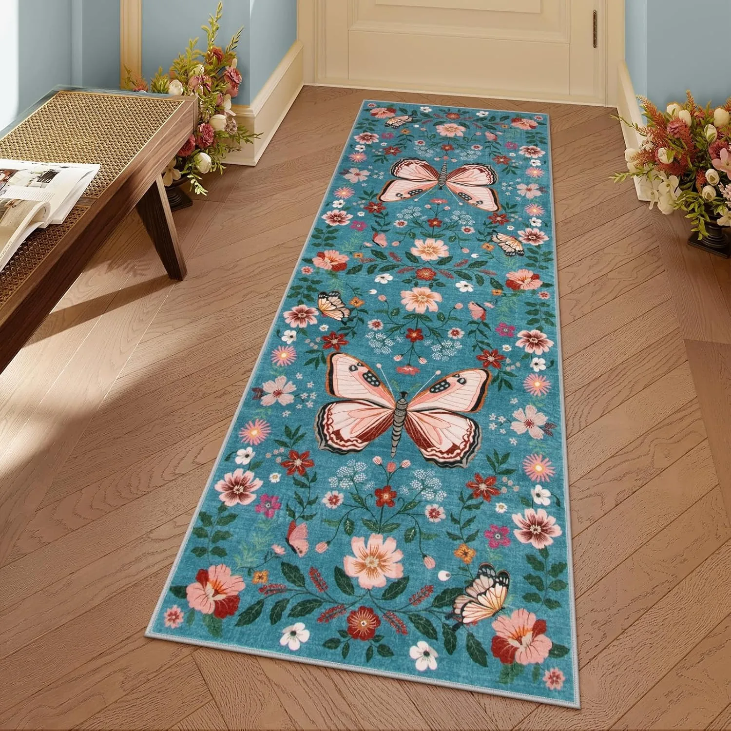 Corridor Carpet Runner Rug Hallway Long Carpets Non-slip Floor Mat Machine Washable Soft Faux Cashmere Washable Rugs Bedroom Mat