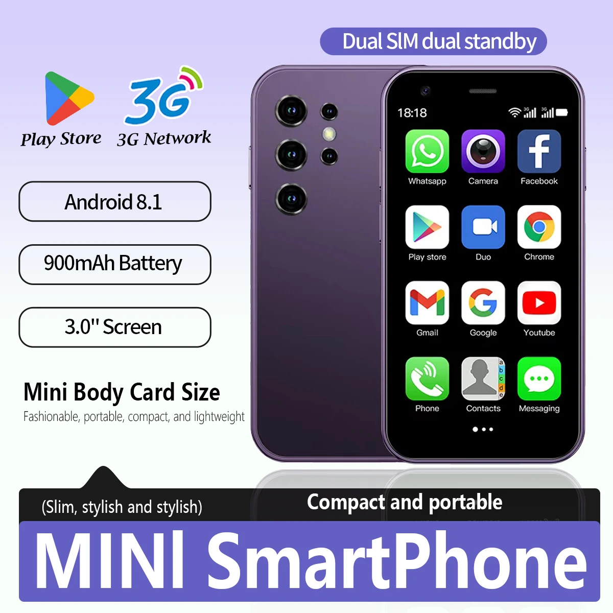 Mini-24 2025 new 3-inch, 3+32GB, dual SIM smartphone, Christmas gift portable mini phone (multi-color) with more applications
