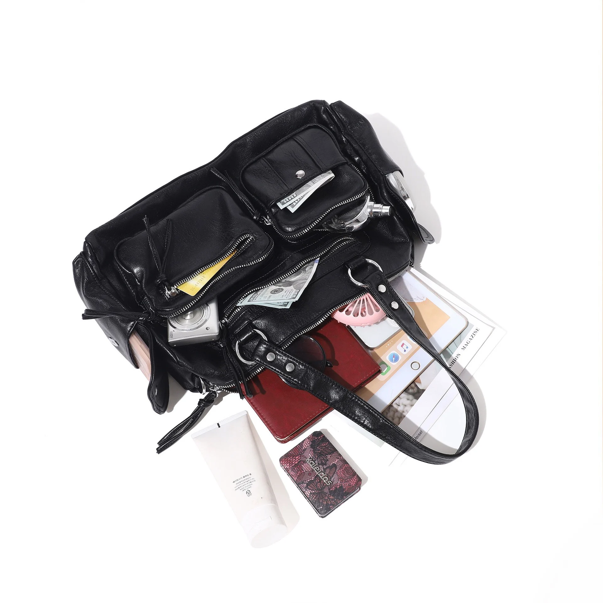 Designer Brand Spicy Girl Contrasting Color Shoulder Underarm Crossbody Bowling Motorcycle Bags for Women Bolsos Mujer