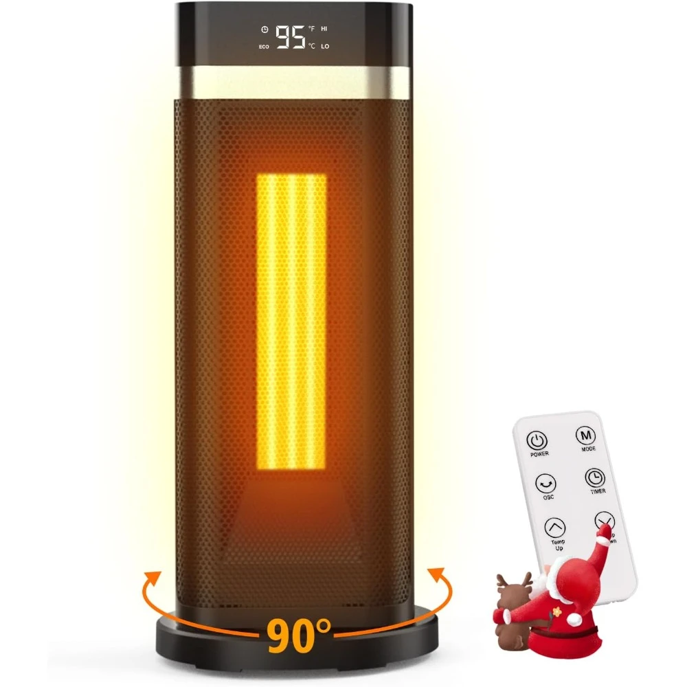 

Space Heater for Indoor Use 1500W Fast PTC Ceramic Heating with Remote Control 90° Oscillation 12H Timer Portable Heater