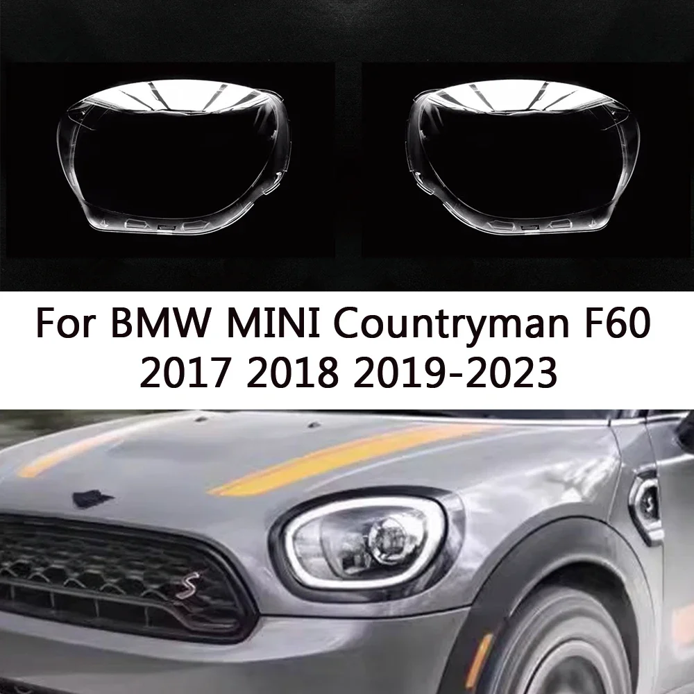 HTTCY For BMW MINI Countryman F60 2017 2018 2019-2023 front Car Headlight Cover Lens Shell Lampcover Lampshade Headlamp housing