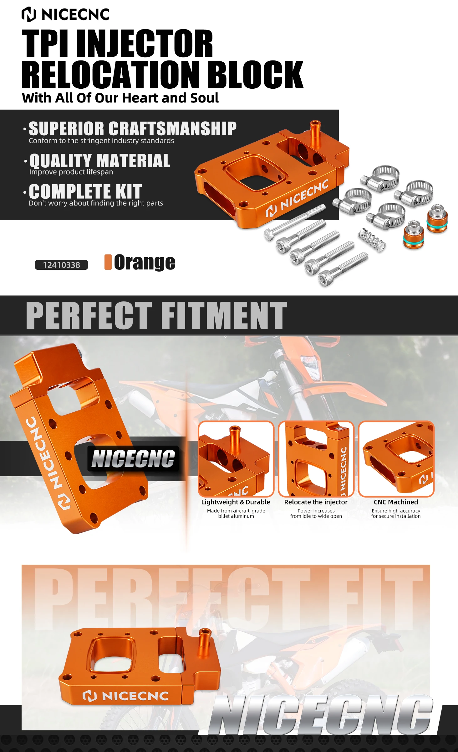 NICECNC Für KTM TPi EXC 300 250 XCW Sechs Tage Husqvarna TE 300i 2018-2023 GasGas EC300 2021-2023 TPi Injektor Umzug Block – Detail 1