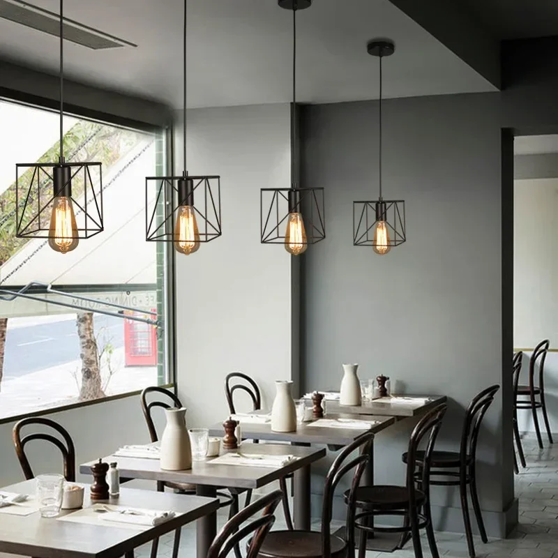 

Nordic Personalized Creative Iron Chandelier Corridor Vintage Industrial Style Restaurant Bar Coffee Shop Pendent Lamps