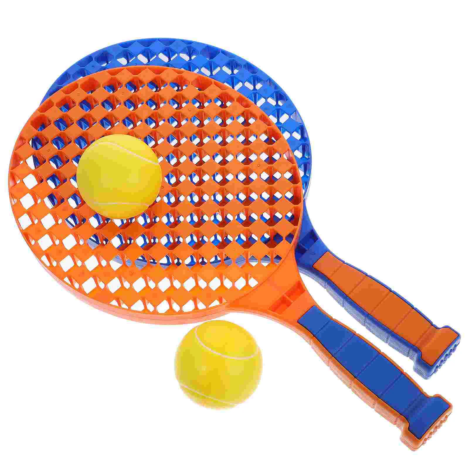 2 Plastic Badminton Rackets Kids Tennis Set Light Portable Anti Skid Handle Sports Toy For Children Outdoor Play Gift