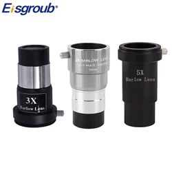 Eisgroub Metal 2X3X/5X Extender Telescope Double Universal Barlow Lens to Contact 1.25 Inches 31.7mm Eyepiece