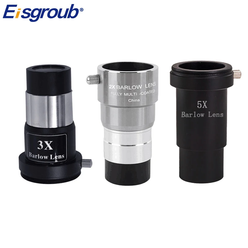 Eisgroub Metal 2X3X/5X Universal Extender/Barlow Lens 1.25 Inch 31.7mm Telescope  Accessory for Astronomical Photography