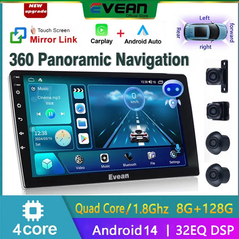 

[AI Voice]Evean 9"/10"inch 8G 128G Quad Core Car Radio 360 System 2din Car Multimedia Player Carplay Android Auto Wifi GPS