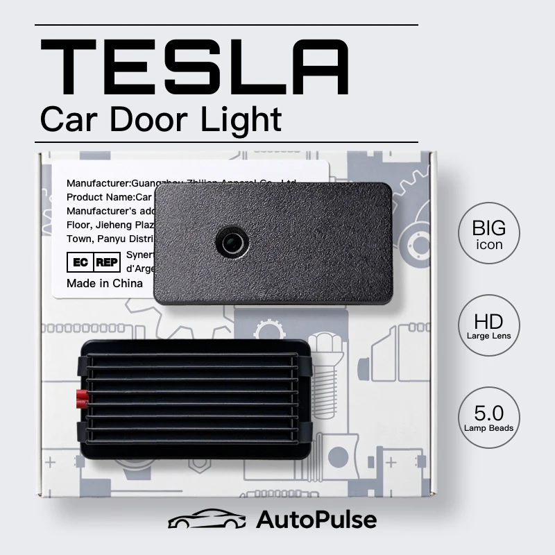 2pcs Car Door Lights For Tesla Model3 New ModelY ModelS 2025 Decor HD LEDS Lamp Glass Lens Never Fade Projection Puddle Lamp