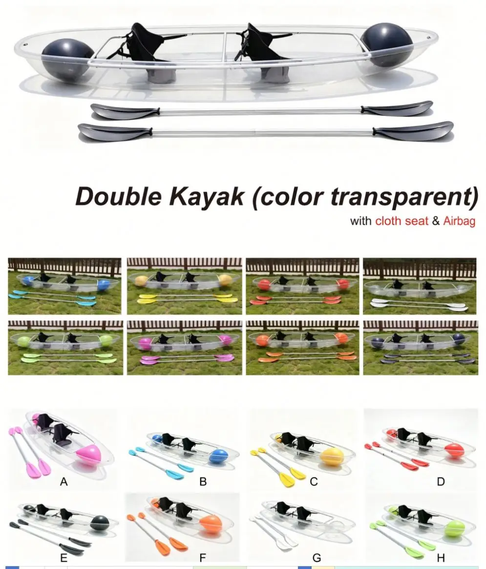 Clear Bottom Kayak Seat Side Float Bag Two Seater With Double End Paddle For Photography Wholesale From China Lumark Wonderful