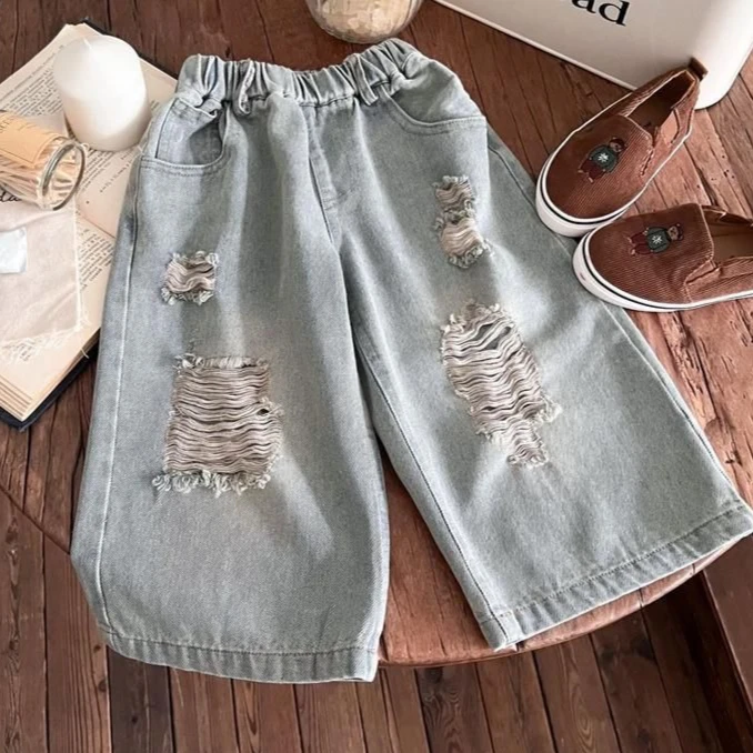 Boys Pants Spring and Summer New Children's Clothing Korean Boy Baby Personality Foreign Style Loose Ripped Jeans