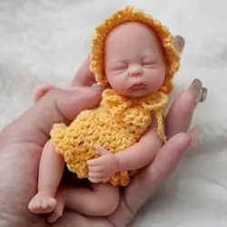 5.5 Inch Reborn Baby Doll Full Body Silicone Mini Sleeping Baby Soft Body Baby Lifelike Newborn with Feeding Accessories