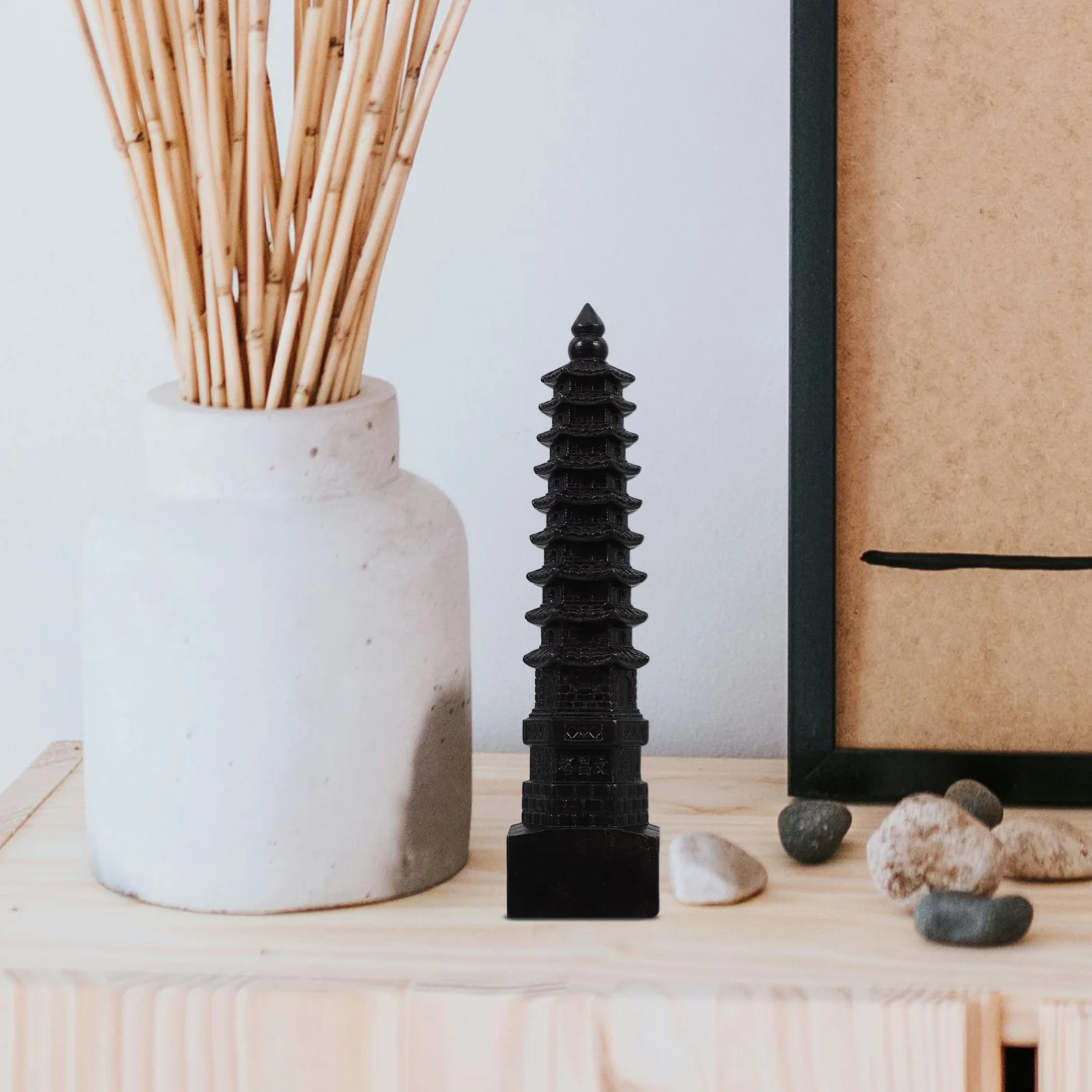 

Wenchang Fengshui Tower Wooden Desktop Ornament Agarwood Carving Unique Chinese Tower Decoration Garden Landscaping Decoration