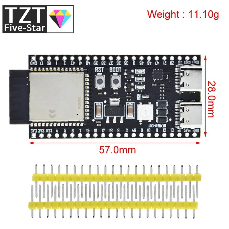 ESP32 / ESP32-S3 WiFi+Bluetooth Internet Of Things Dual Type-C Development Board Core Board ESP32-S3-DevKit C N16R8 For Arduino view 2