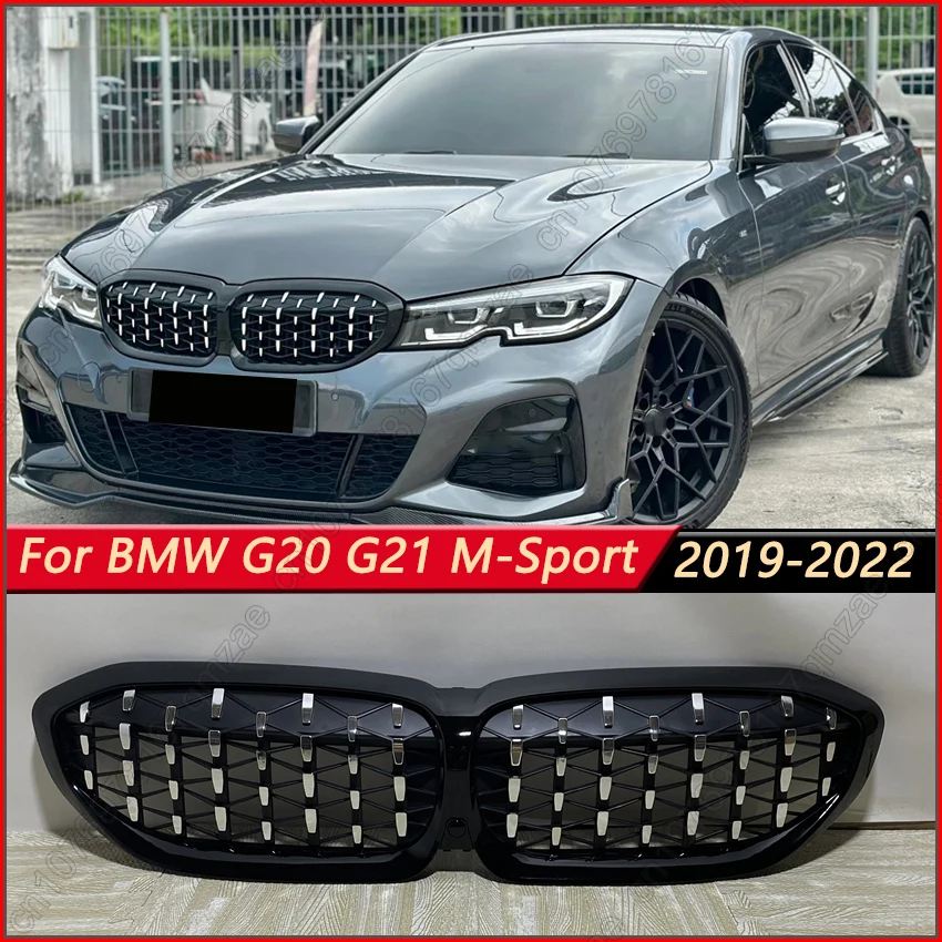 

Car Front Grilles Kidney Diamond Meteor Style Grille For BMW 3 Series G20 G21 2019-2022 M-Sport Racing Grilles Accessories