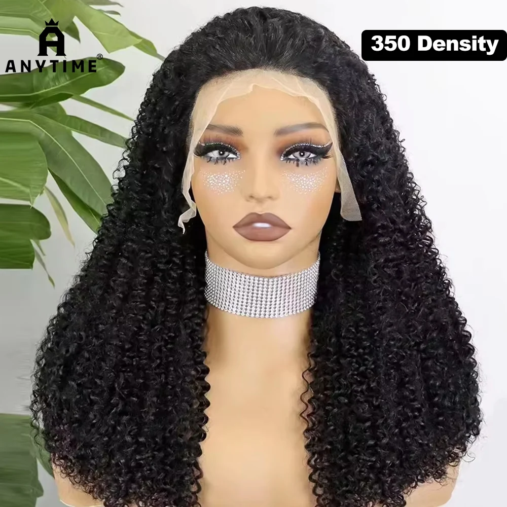 

350% Density Kinky Curly Wigs Thick Double Drawn 12A Human Hair 13x4 Lace Front Human Hair wig for Black Women