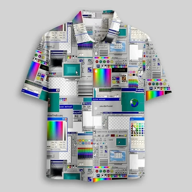 New Fashion Cpu Computer Hawaiian Shirt 2026 Men Women Funny Shirt Casual Holiday Party Button-Up Unisex Shirts Lapel Blouses