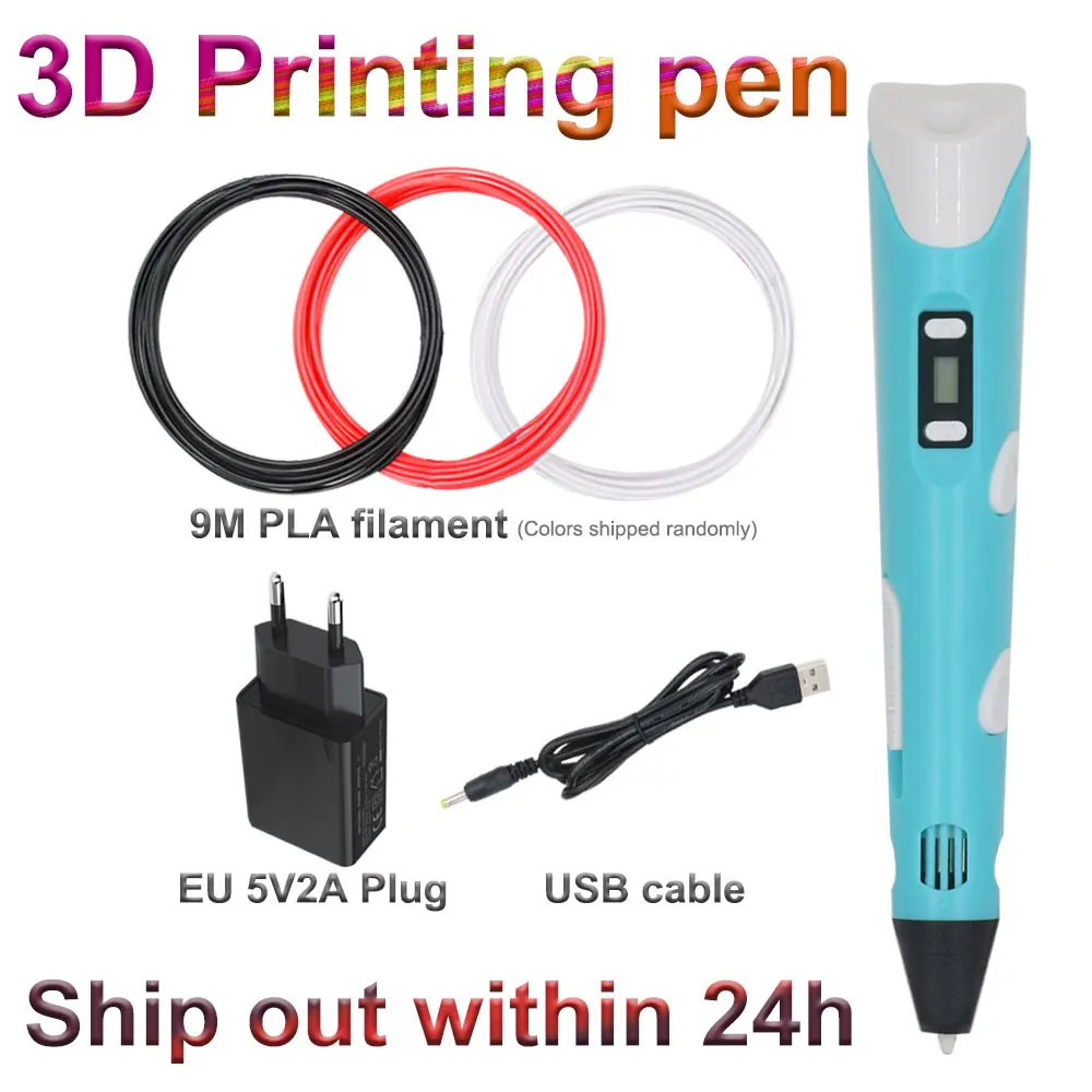 New 3D Pen For Children Drawing Printing Pen with LCD Screen With 1.75mm PLA Filament Toys for Kids Christmas Birthday DIY Gift