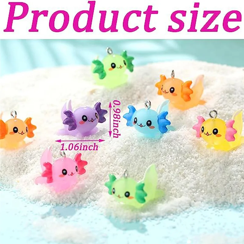 48 PCS Animal Charms Axolotl Resin Charms for Jewelry Making Tiny Resin Animals Resin Figures Miniature Axolotl Ornament