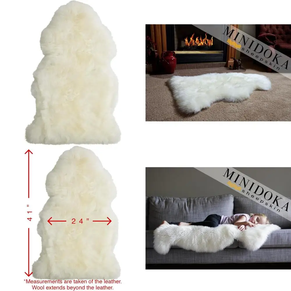 

Luxurious New Zealand Sheepskin Rug, 41 Ivory, Premium Single Pelt, Thick and Soft