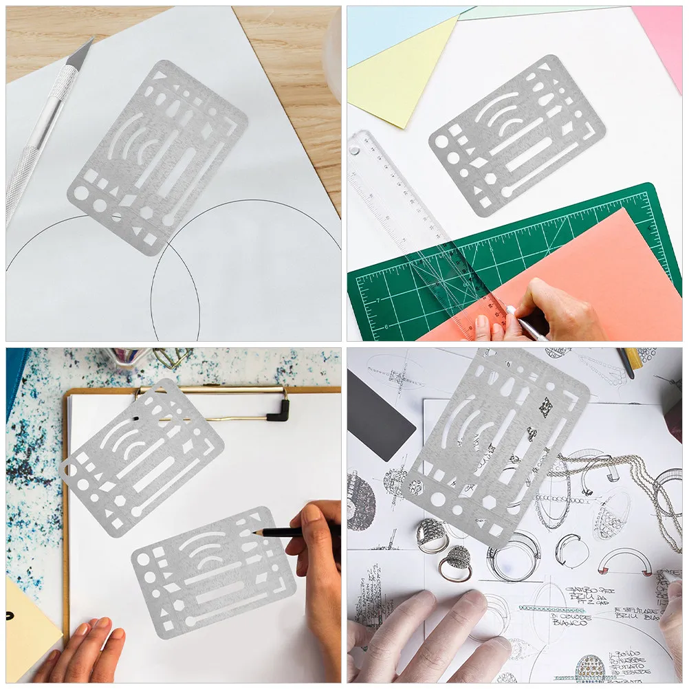 3Pcs Stainless Steel Letter Shield Erasing Template for Drawing Drafting Tools Professional Artwork Highlighting Accessory