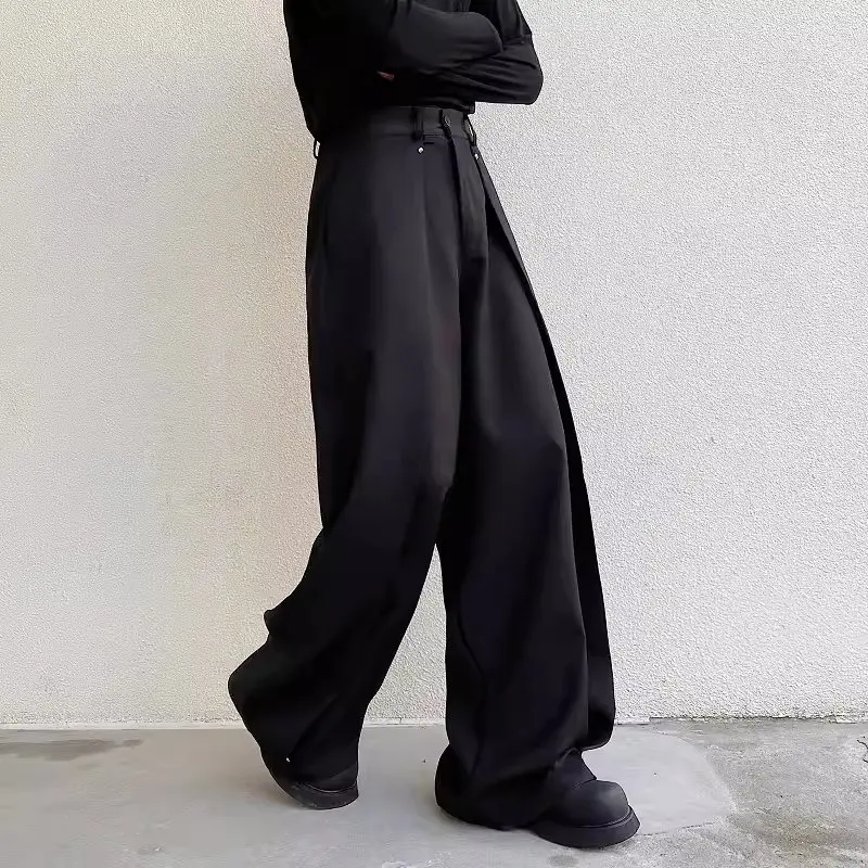

Korean Deconstructed Design Lantern Wide Leg Pants Men's Cleanfit Trendy Casual Trousers Drapey Floor-Length Youthful Sle