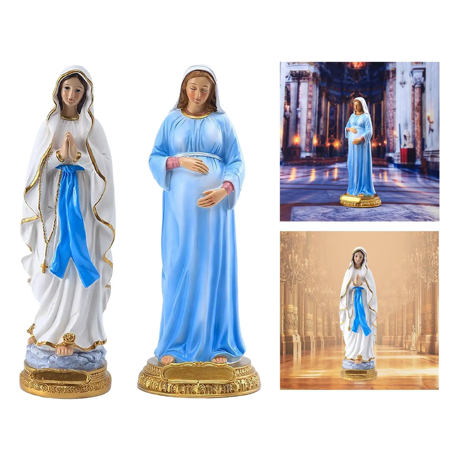 

2 Mary Statue, Christian Statue Sculpture Catholic for Porch Tabletop Ornaments