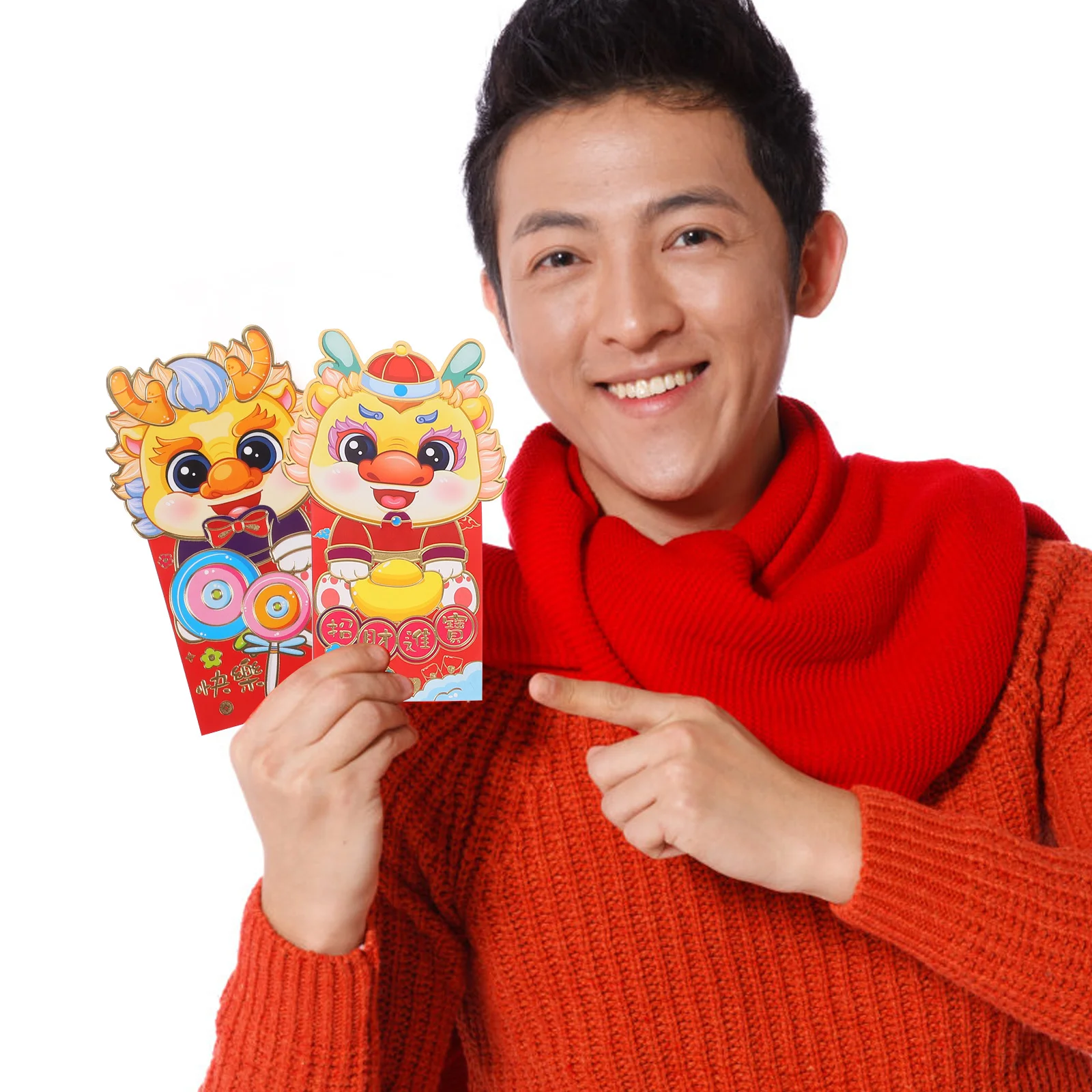 

36pcs Cartoon Red Envelopes Delicate Pattern Strong Paper Easy Open Portable Festival Gift For Lunar New Year Dragon Zodiac 2024