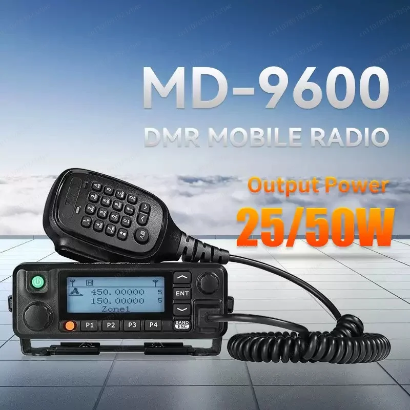 M-D-9600 DMR Digital Walkie Talkie UHF VHF Dual Band, Mobile Car Radio with GPS & Programming Cable Support
