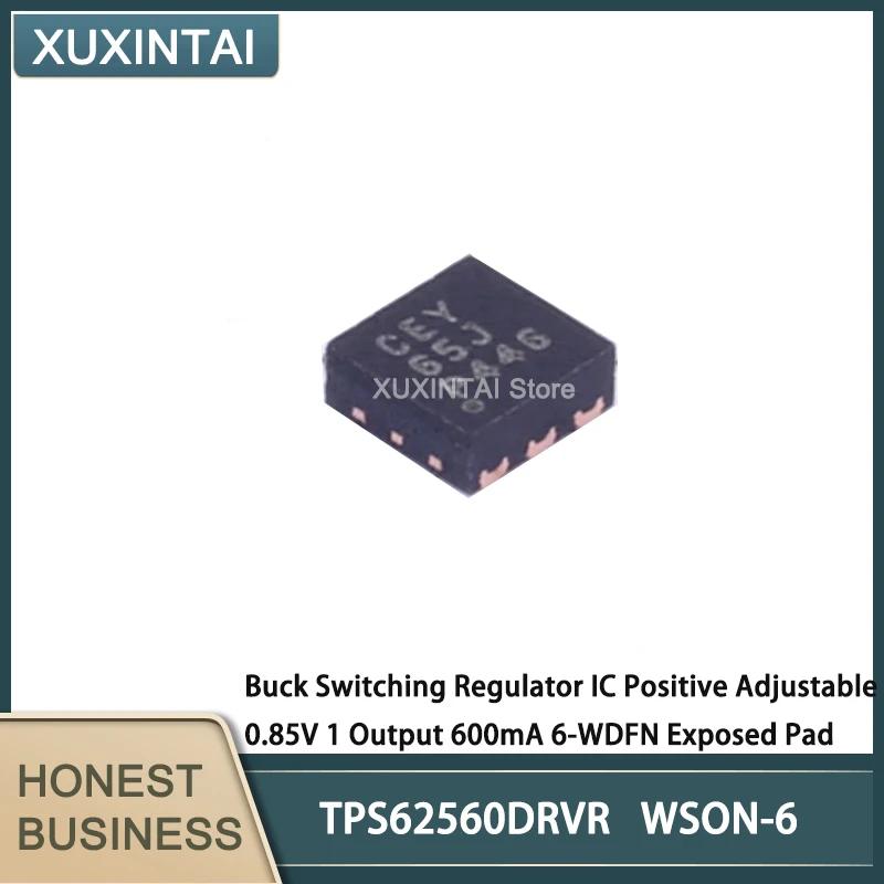 20Pcs/Lot  New Original  TPS62560DRVR TPS62560 Regulator IC Positive Adjustable 0.85V 1 Output 600mA 6-WDFN Exposed Pad