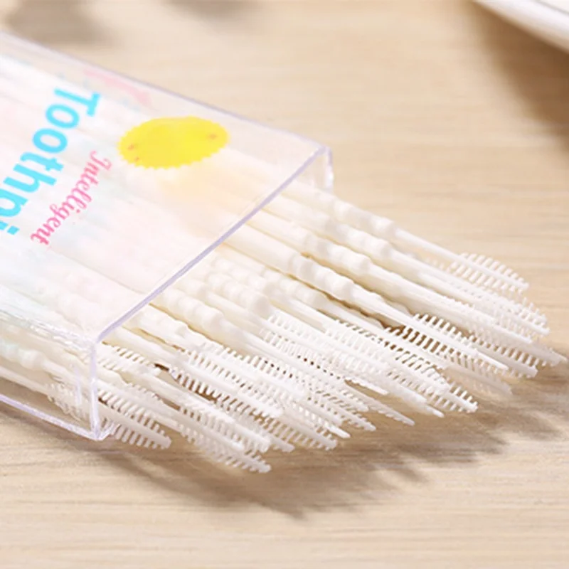 Toothpick 50 Pieces Double Superfine Tooth Stick Dental Brush Bamboo Stick Dental Oral Care Clean Teeth Food Residue toothpick