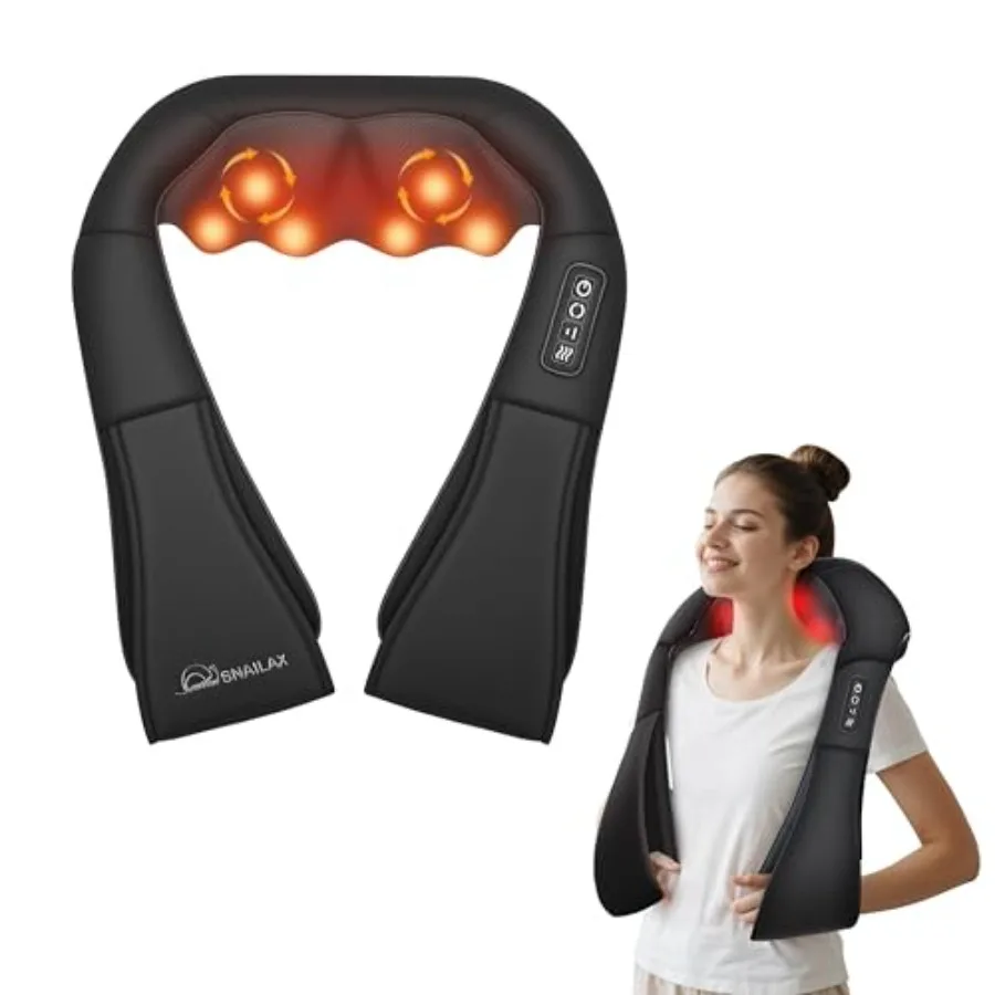 

Heat Shiatsu Neck Massager for Pain Relief with Deep Tissue Kneading Adjustable Shoulder Back Massager Pillow in Black Ideal fo