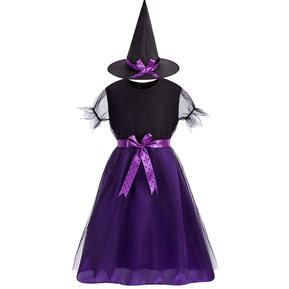 Baby Pumpkin Costume Girls Princess Pageant Dress Children Vampire Performance Elegant Clothes Witch Halloween Romper 1-12 Years