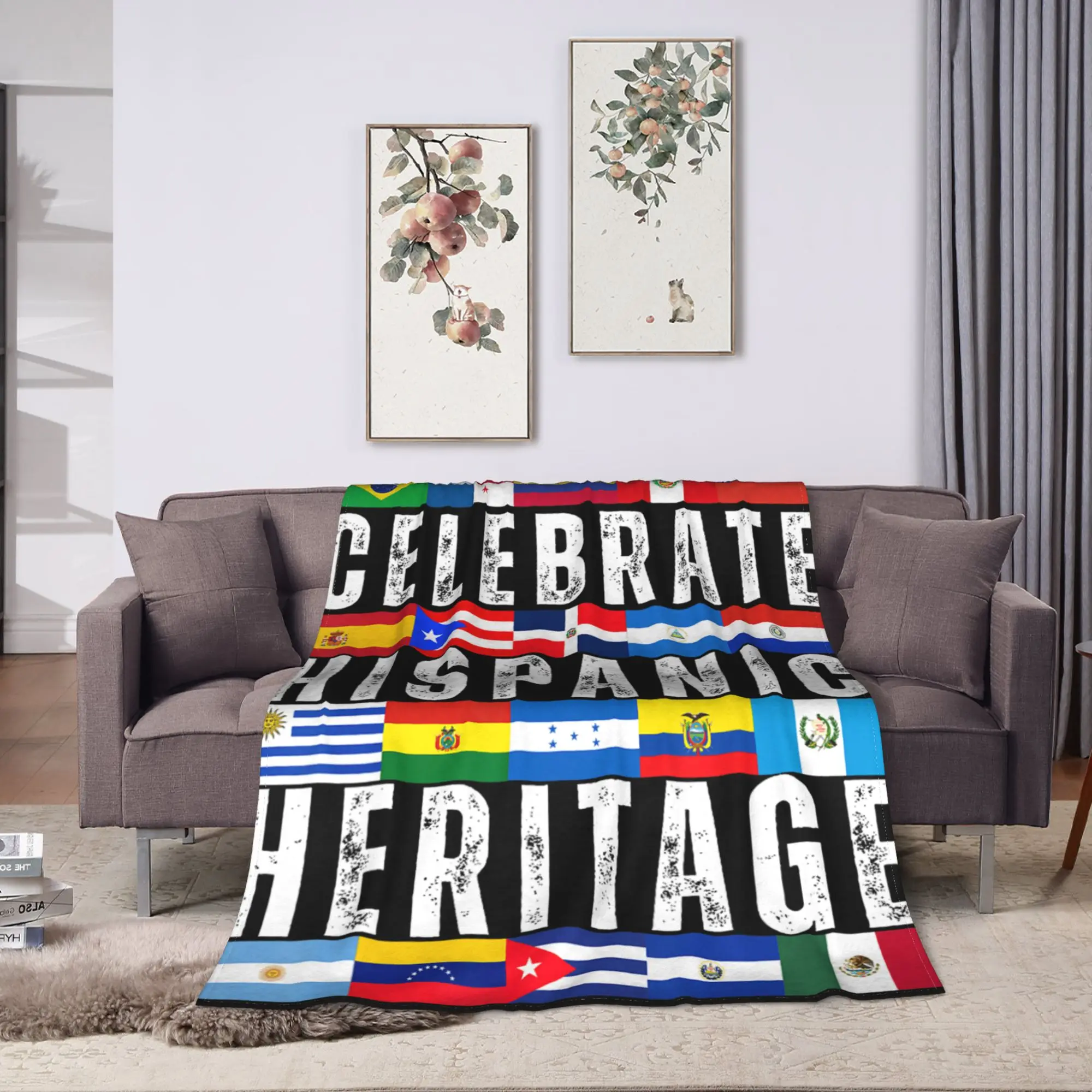 Hispanic Countries Flags Celebrate Hispanic Heritage Month Throw Blanket Warm Funny Blanket  For Home Decor Bedspread Bed Cover