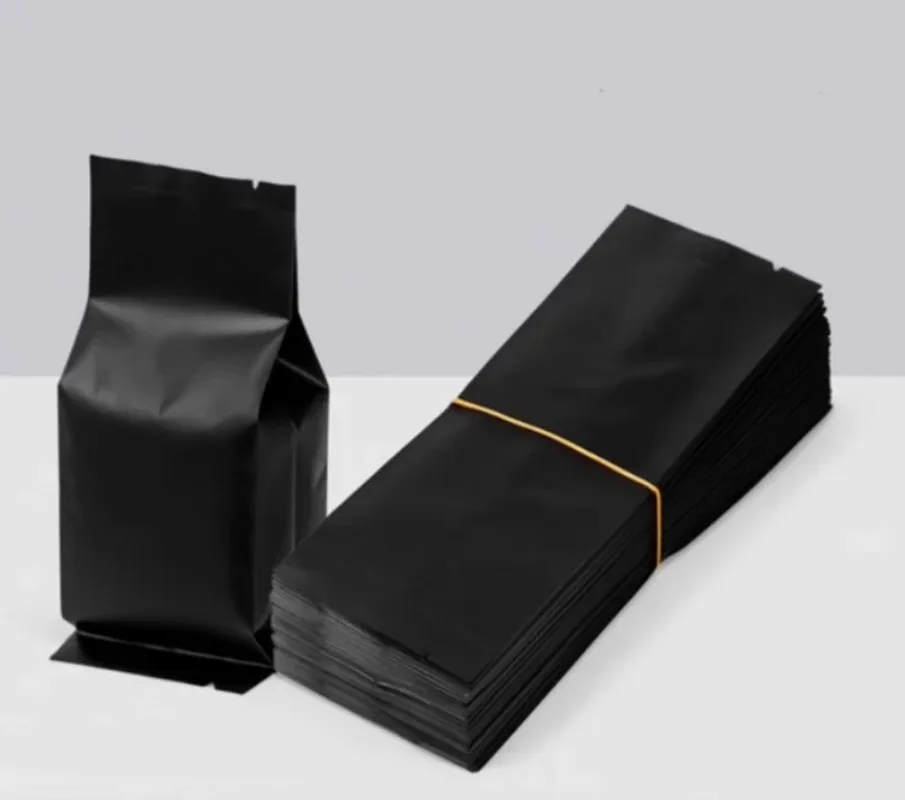 50 قطعة من أكياس رقائق الألومنيوم السوداء غير اللامعة مع أكياس جانبية، قابلة للغلق بالحرارة للقهوة والماتشا والوجبات الخفيفة DIY وتخزين المواد الغذائية الجافة