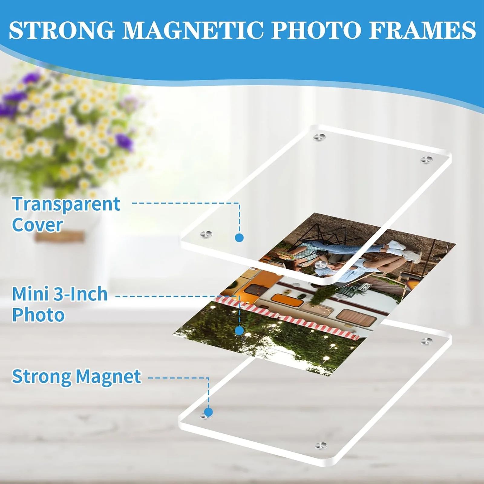 Acrylic Fridge Magnetic Photo Frames 6x9cm Home Decor Double Sided