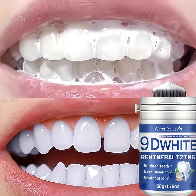 9D White Remineralizing Tooth Powder Brightening Deep Cleaning Mouthguard Care Honeysuckle Mint Baking Soda Pearl Essence 50g